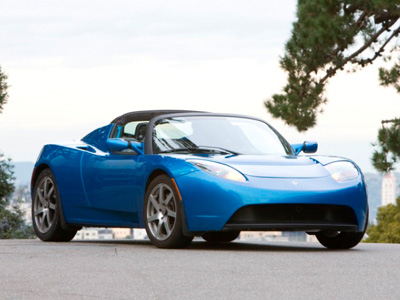 Blue Tesla Roadster Blue Tesla Roadster